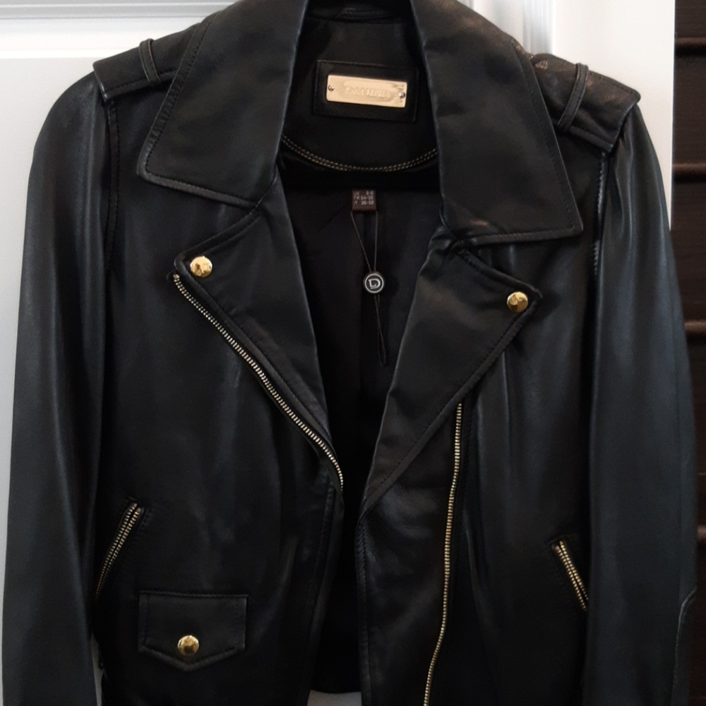 Daniel Leather Jacket with Gold Hardware!